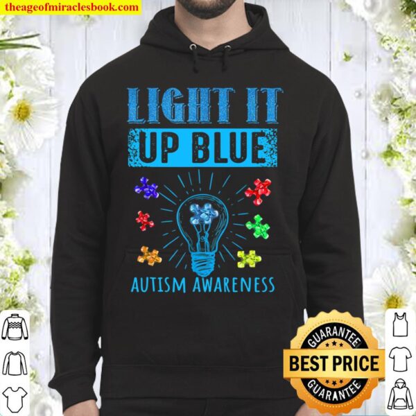 Light It Up Blue Puzzle Piece Autism Awarenesss Hoodie