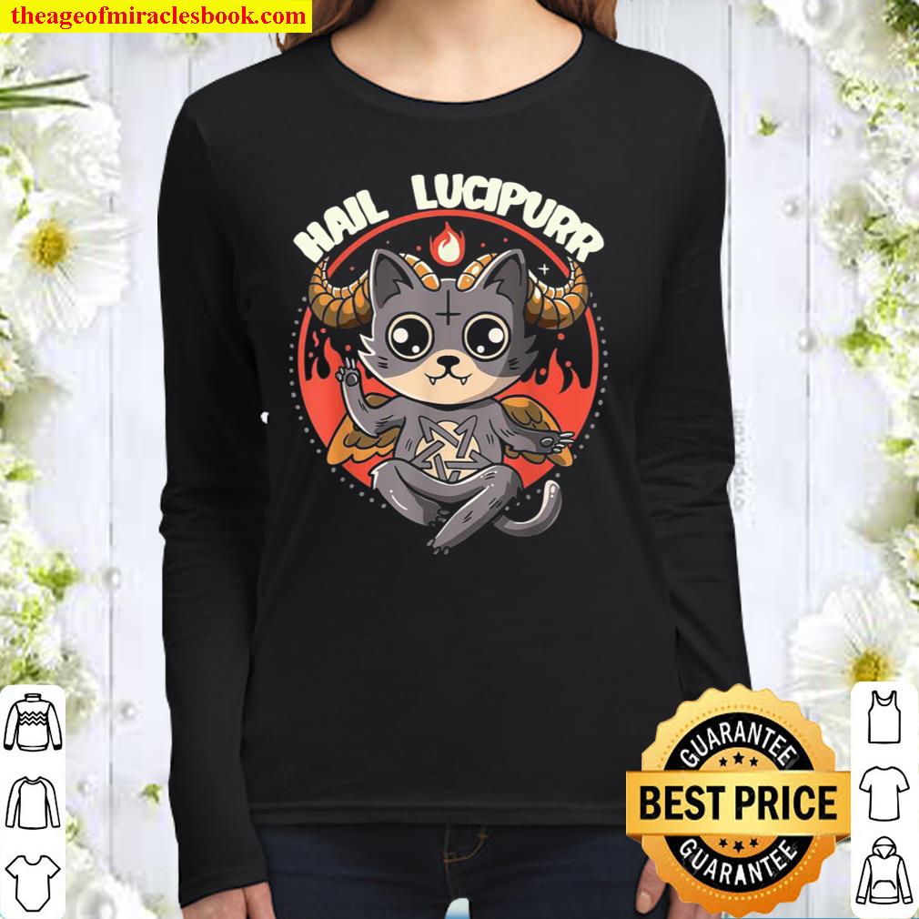 Lucipurr Inspired Baphomet Cat Related Devil Kitty Design Women Long Sleeved