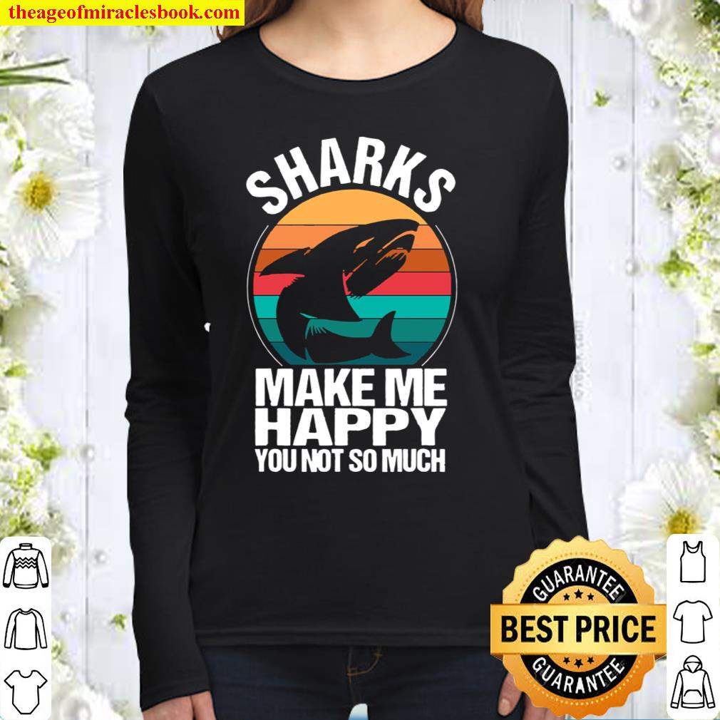 Marine Biologist Vintage Sharks Ocean Sea Animal Science Women Long Sleeved