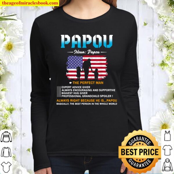 Mens Definition Papou Grandpa Dad Fathers Day Women Long Sleeved
