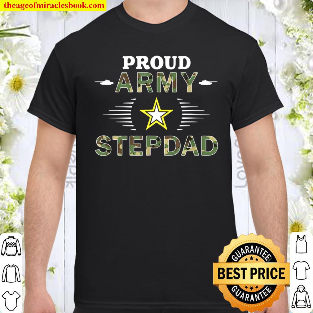 Mens Proud Army Stepdad Military Pride Camouflages Army Shirt