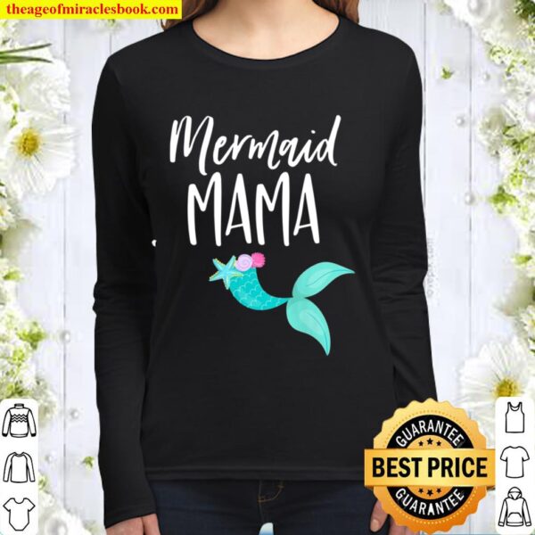 Mermaid Birthday Party Shirt For Girl Momma Mom Mermaid Mama Women Long Sleeved