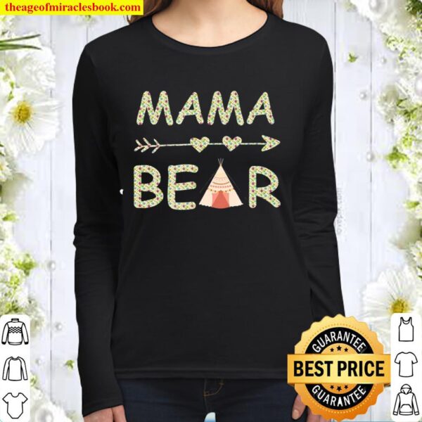 Mother’s Day Floral Mama Bear Shirt Gift Women Kids Women Long Sleeved