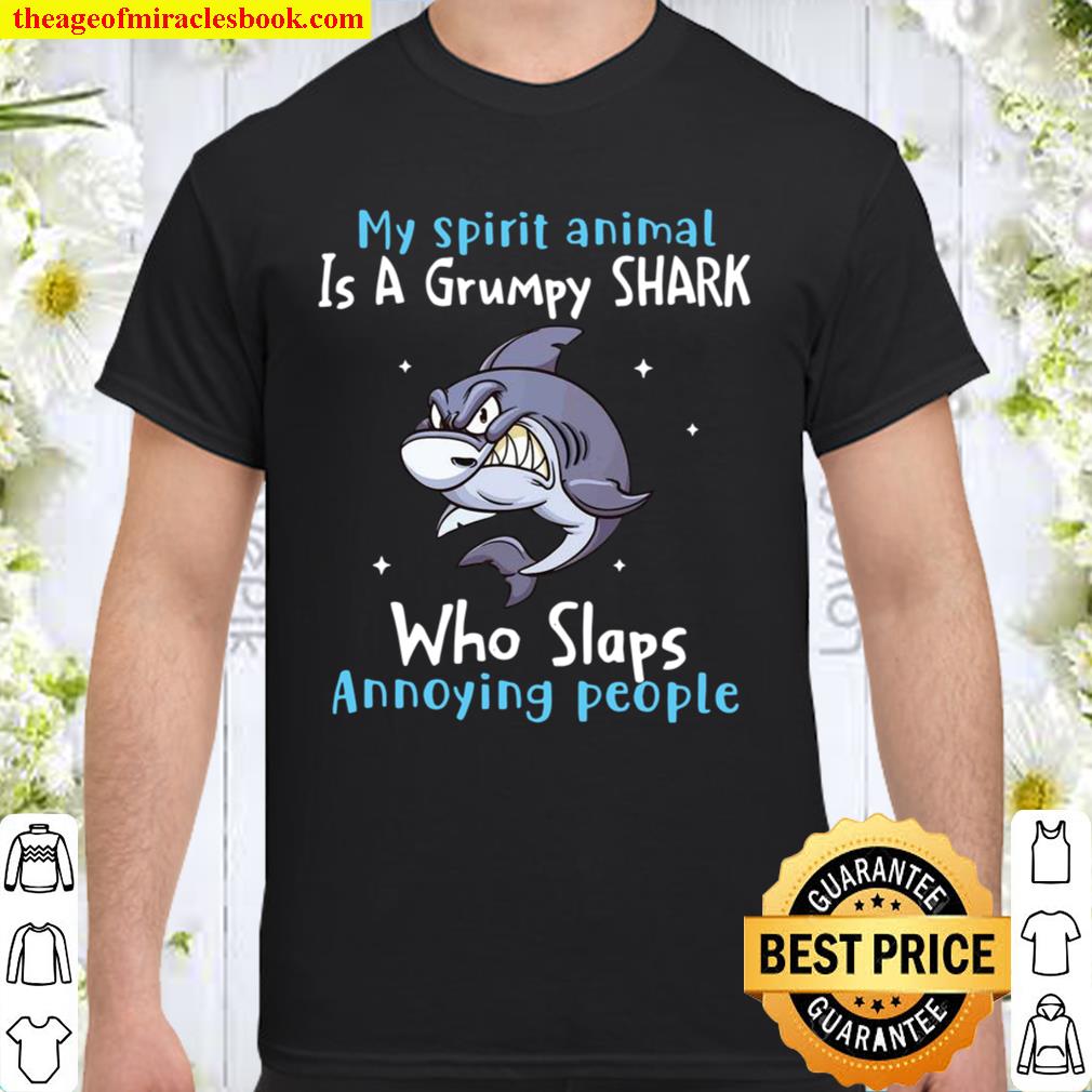My Spirit Animal Is A Grumpy Shark Drinking Wine Who Slaps Annoying People hot Shirt, Hoodie, Long Sleeved, SweatShirt