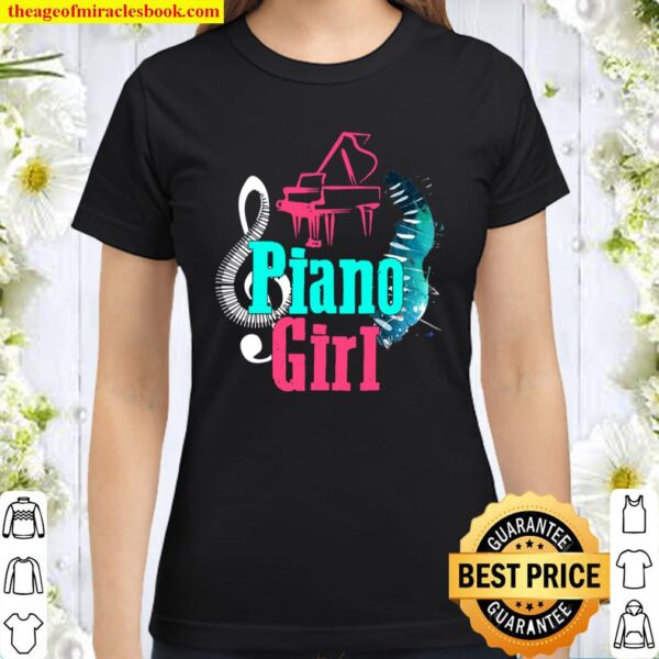 Piano Girl Pianist Music Notes Classic Women T-Shirt