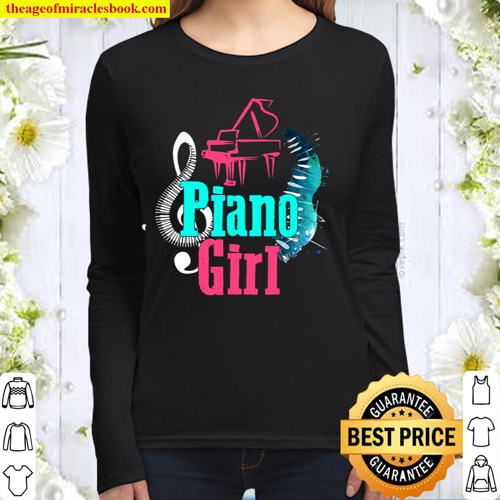 Piano Girl Pianist Music Notes Women Long Sleeved