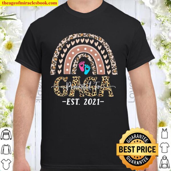 Promoted To Gaga Est 2021 Leopard Rainbow Mother Day Shirt