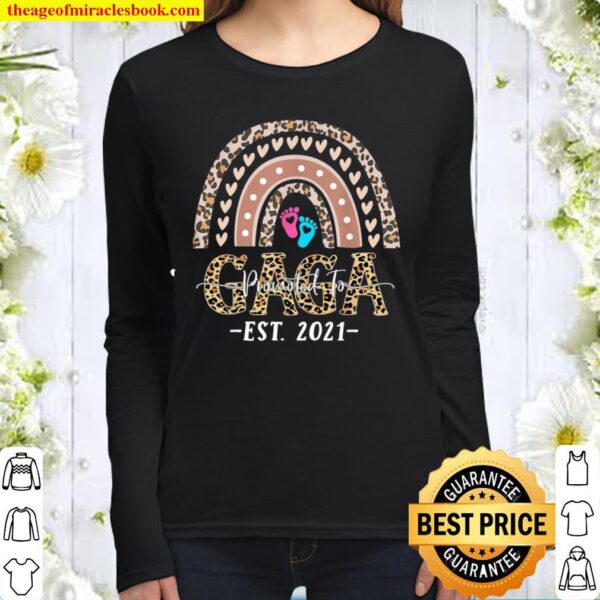 Promoted To Gaga Est 2021 Leopard Rainbow Mother Day Women Long Sleeved