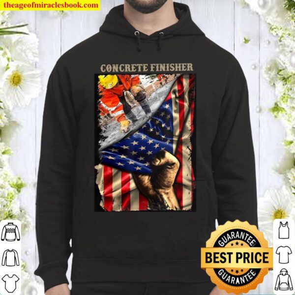 Proud Concrete Finisher American Flag Love Concrete Finisher Hoodie