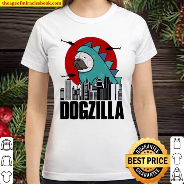 Pug Cute Godzilla Classic Women T-Shirt