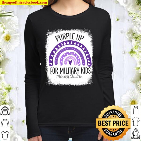 Purple Up For Military Military Child Month Rainbow Women Long Sleeved