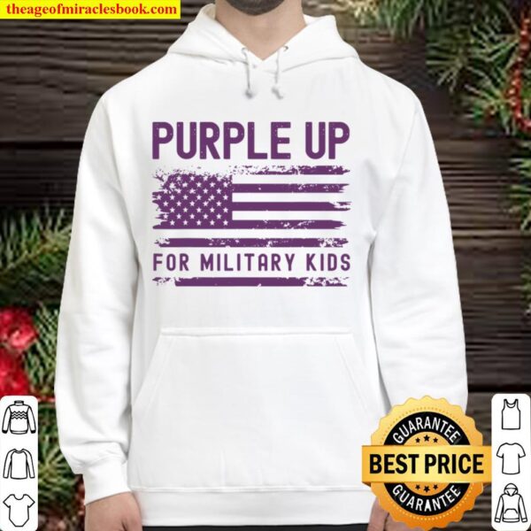 Purple Up for Military Kids Awareness Retro American Flag Hoodie