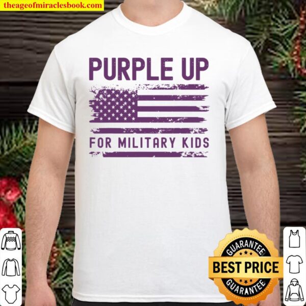 Purple Up for Military Kids Awareness Retro American Flag Shirt
