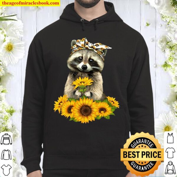 Racoon With Sunflower Floral Bandana Hoodie