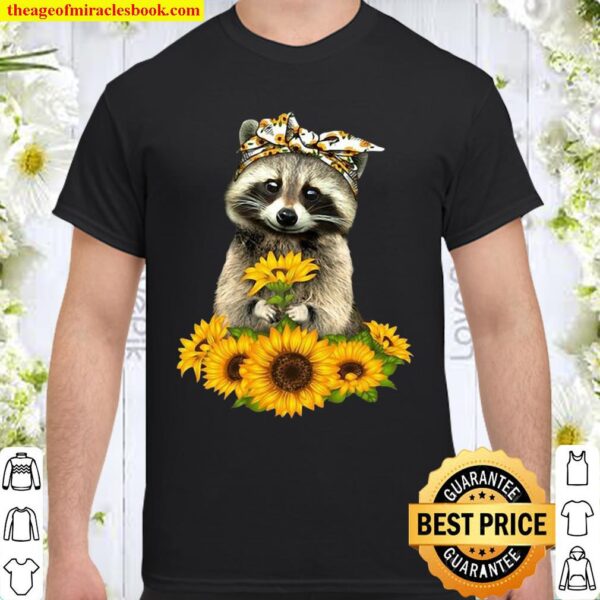 Racoon With Sunflower Floral Bandana Shirt