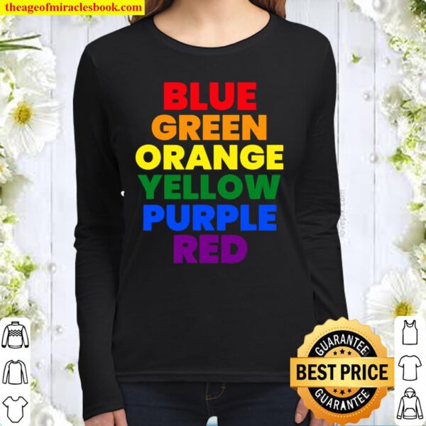 Rainbow Colors Funny Humorous Optical Illusion Love Pride Women Long Sleeved