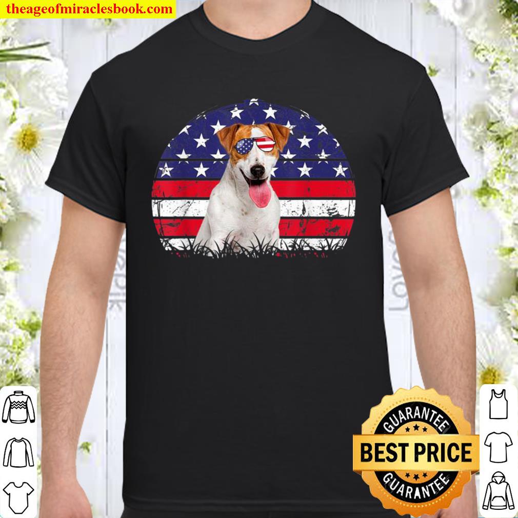Retro American Flag Dog Jack Russell Terrier Patriotic 2021 Shirt, Hoodie, Long Sleeved, SweatShirt