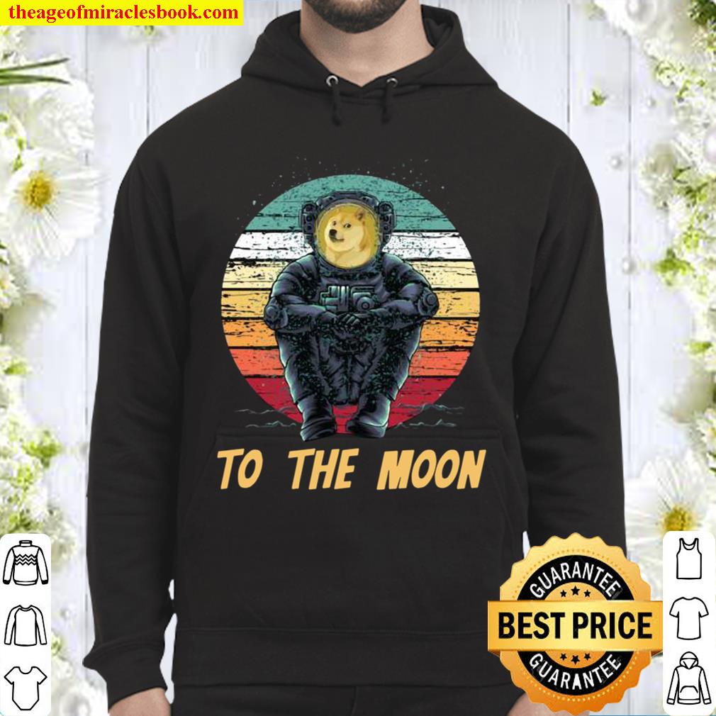 Retro Dogecoin to the Moon Shirt, Astronaut Doge Coin Crypto Hoodie