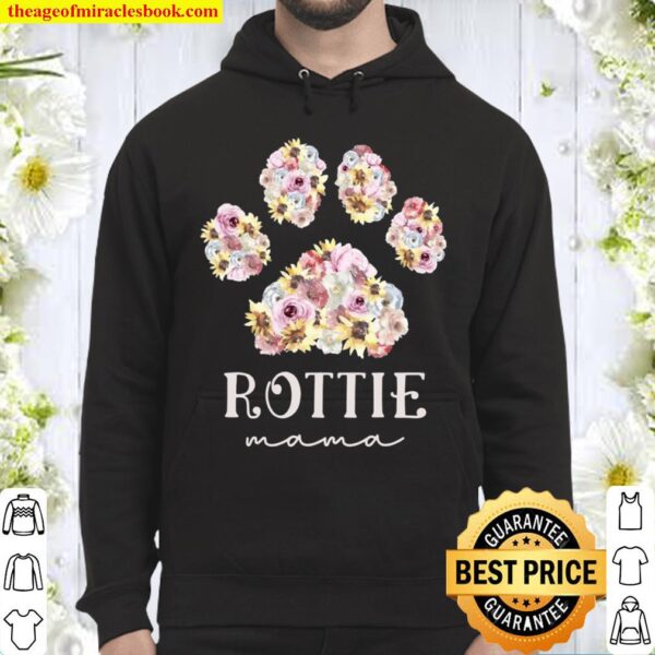 Rottie Mama Floral Paw Rottweiler Mom Hoodie