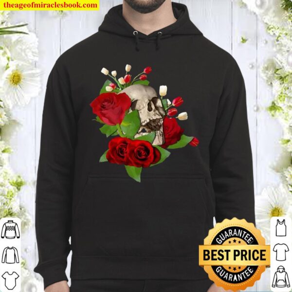 Skull In A Bed Of Flowers Cool Unique Art Hoodie