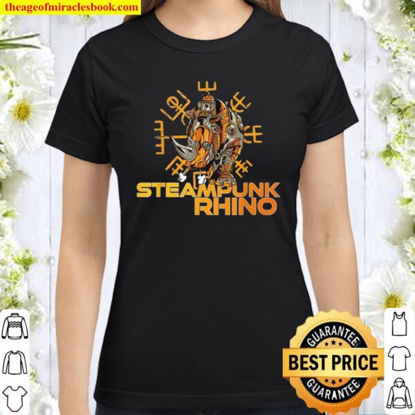 Steampunk Nashorn Rhino Punk Robot Gothic Classic Women T-Shirt