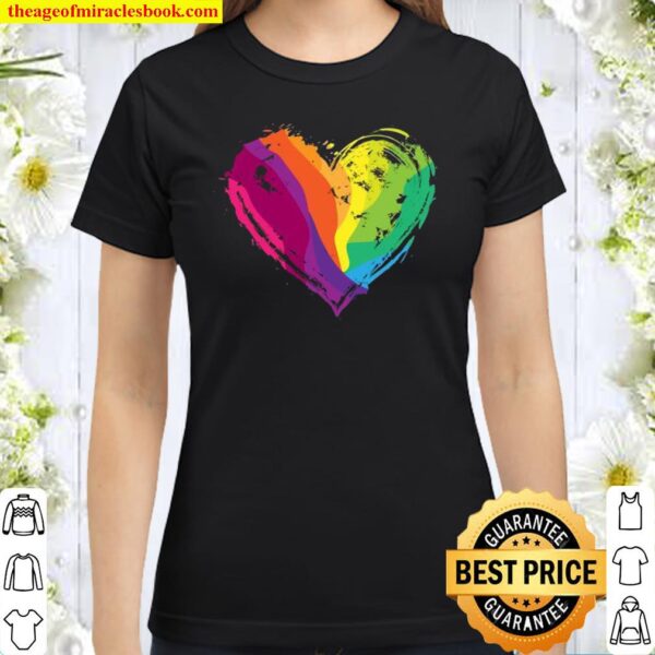Stolze Farben LGBT Pride Schwul Lesbische Herzflagge Classic Women T-Shirt