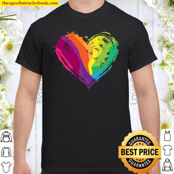Stolze Farben LGBT Pride Schwul Lesbische Herzflagge Shirt