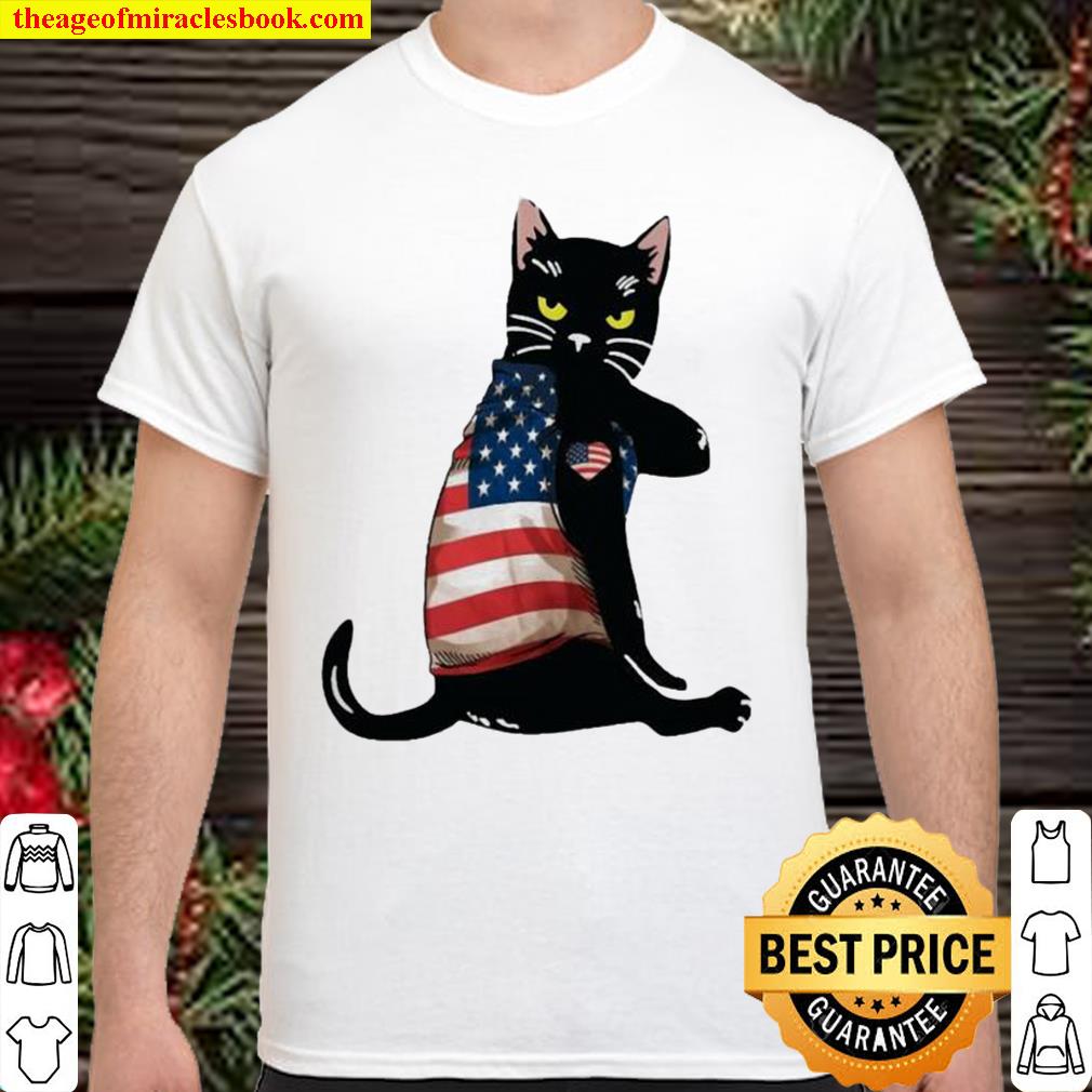 Strong Cat patriotic American flag hot Shirt, Hoodie, Long Sleeved, SweatShirt