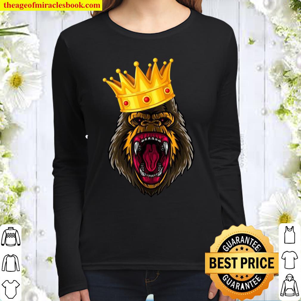 Team Kong Bow To No One True King of Monsters crown Women Long Sleeved