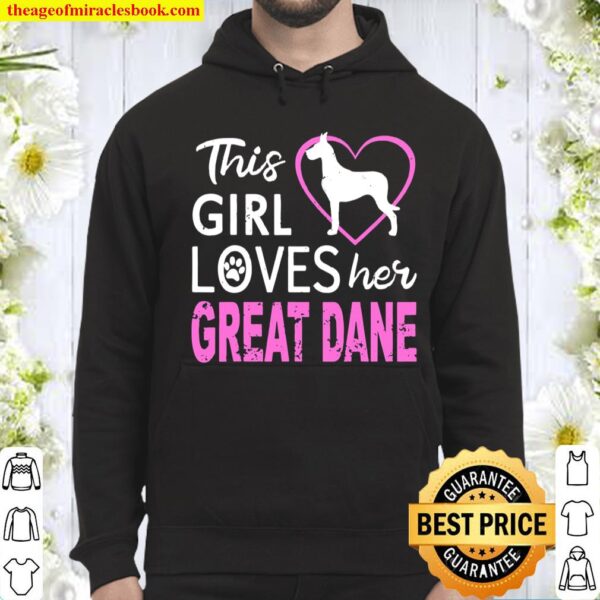 This Girl Loves Her Great Dane Dog Distressed Hoodie