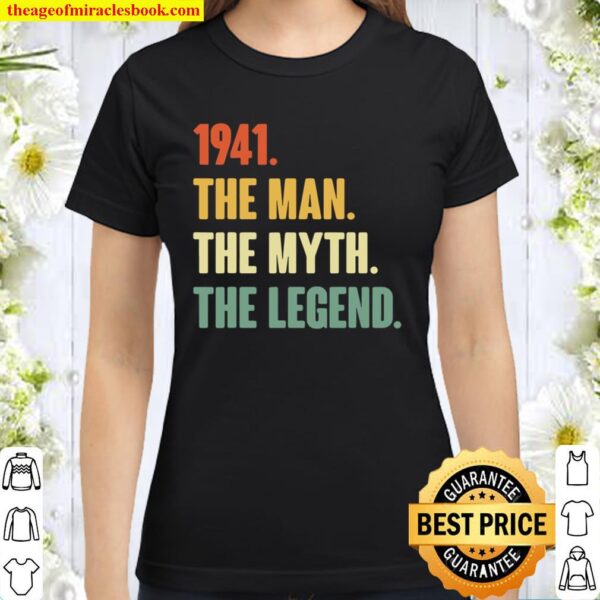 Vintage 80Th 1941 Birthday Gift For 80 Years Old Classic Women T-Shirt