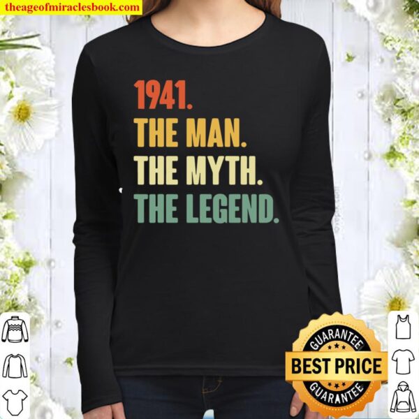Vintage 80Th 1941 Birthday Gift For 80 Years Old Women Long Sleeved