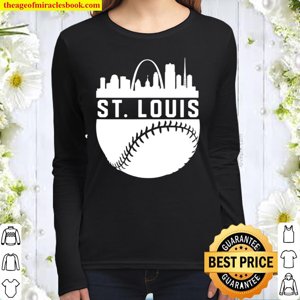 Vintage Downtown St. Louis Skyline Baseball Women Long Sleeved