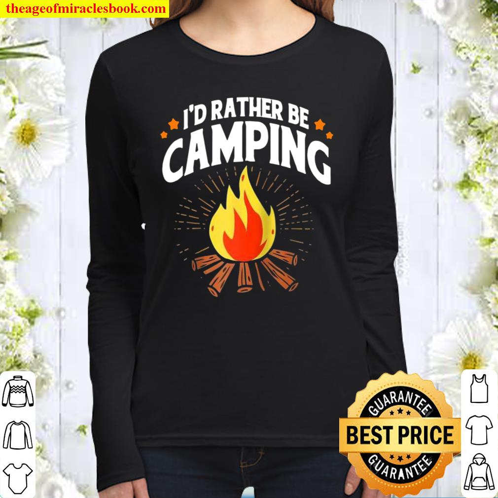 Vintage I’d Rather Be Camping Women Long Sleeved