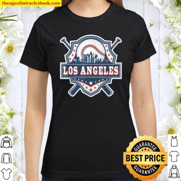 Vintage Los Angeles Baseball Skyline Classic Women T-Shirt