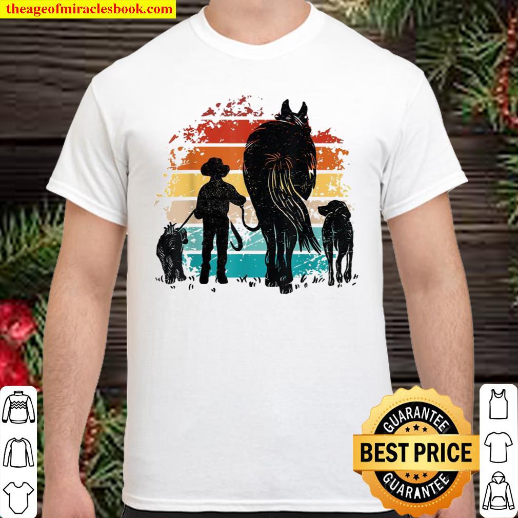 Vintage boy with dogs and horse, horseback riding boys Shirt