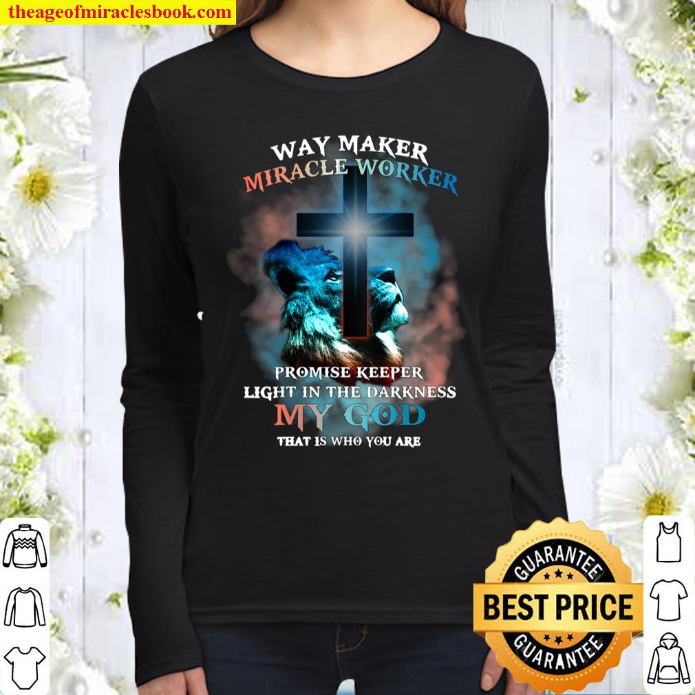 Waymaker Miracle Worker Lion Jesus Christ Religious Picture Women Long Sleeved