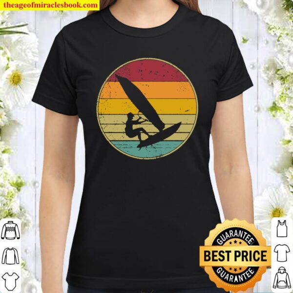 Windsurfing Surfer Surf Vintage Distressed Retro Silhouette Classic Women T-Shirt