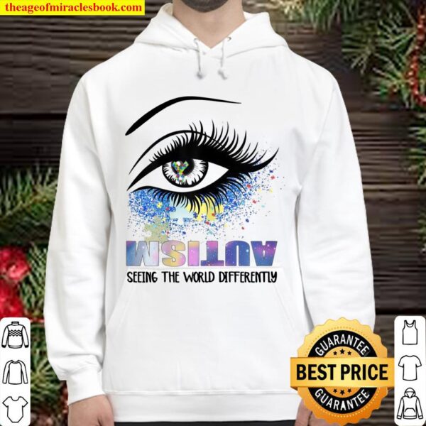Womens Autism Seeing The World Differently Eye Autism Awareness Mom Hoodie