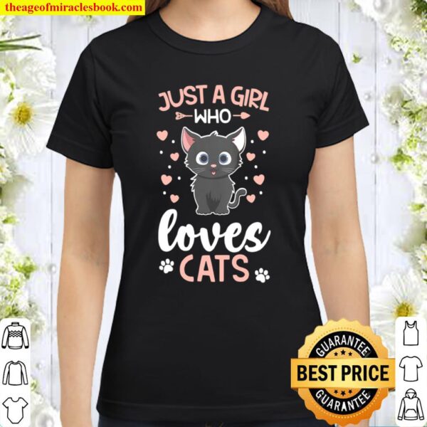 Womens Just a Girl Who Loves Cats Black Cat Owner Best Mom Classic Women T-Shirt