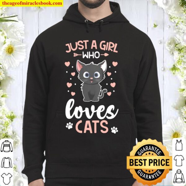 Womens Just a Girl Who Loves Cats Black Cat Owner Best Mom Hoodie