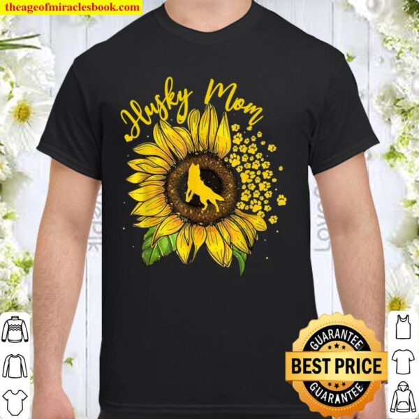 Womens Sunflower Husky Mom Dog Shirt