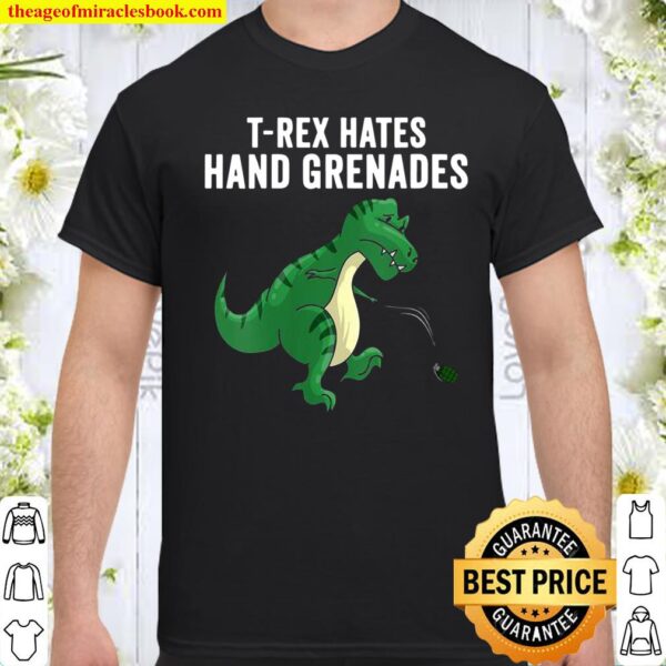 Womens TRex Hates Hand Grenades Cute Dinosaurs Shirt