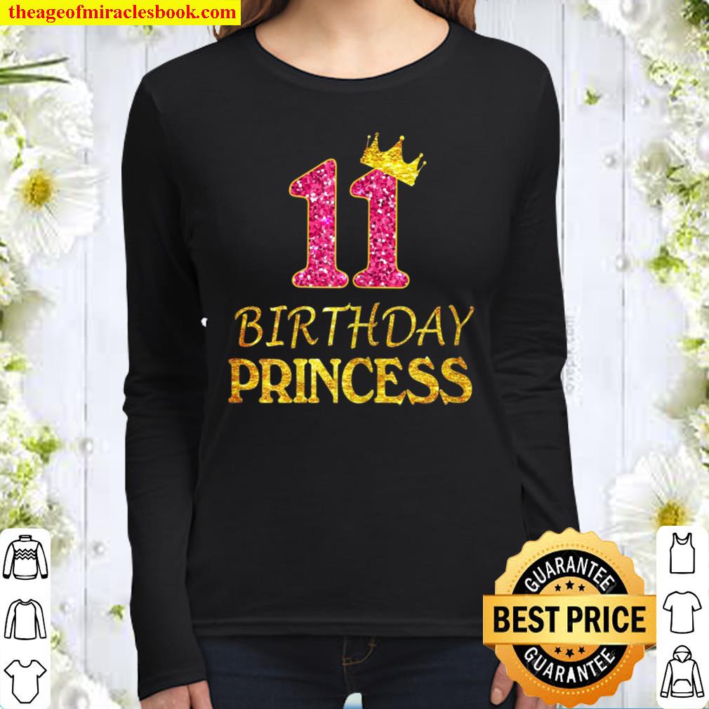 11Th Birthday Princess Girl Tee For 11 Years Old Women Long Sleeved