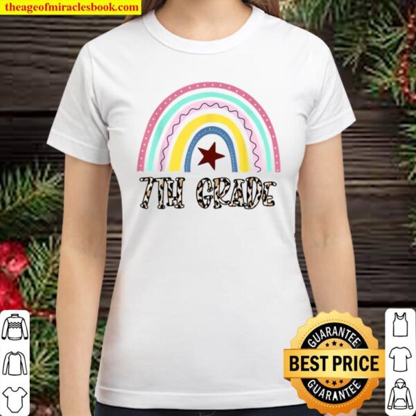 7th Grade Teacher Leopard Rainbow Classic Women T-Shirt