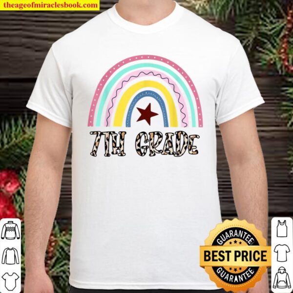 7th Grade Teacher Leopard Rainbow Shirt