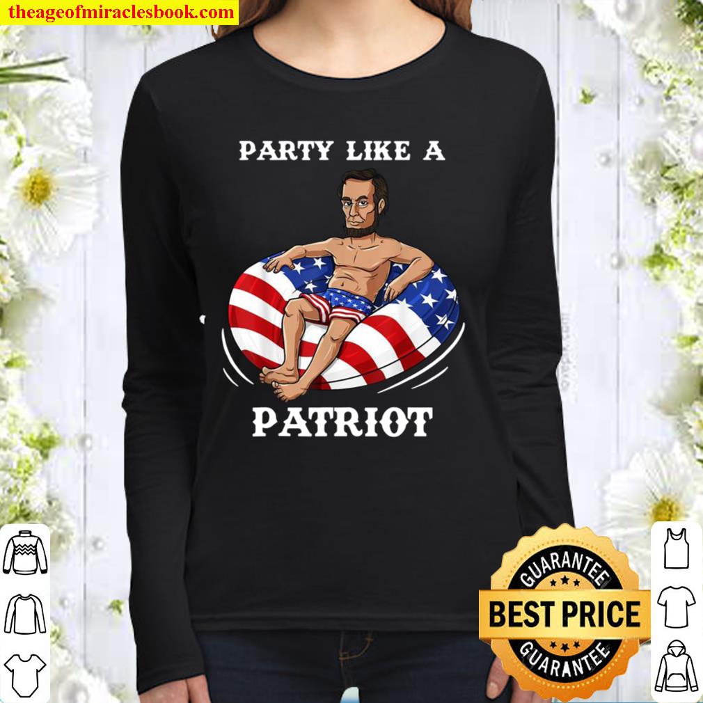 Abraham Lincoln 4th Of July USA Patriot Women Long Sleeved