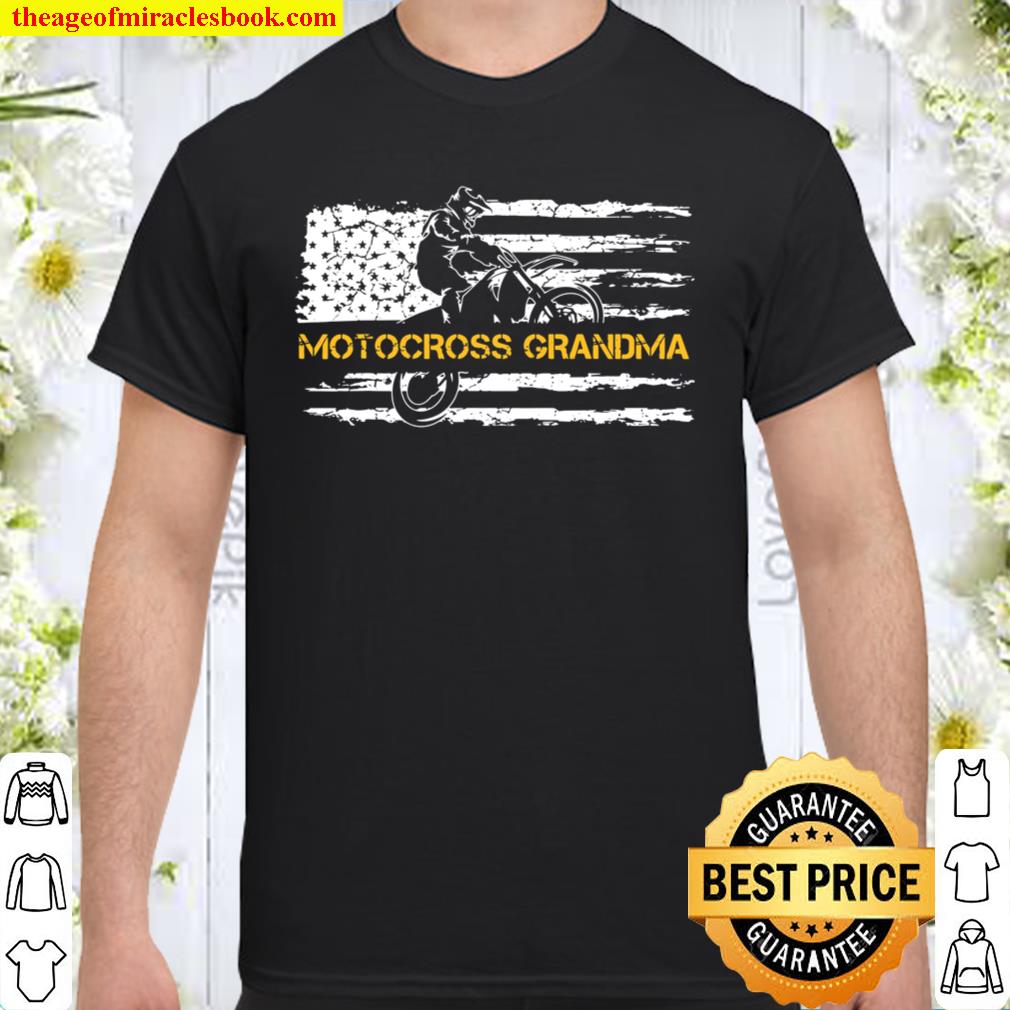 American Flag Proud Motocross Dirt Bike Grandma Silhouette Shirt