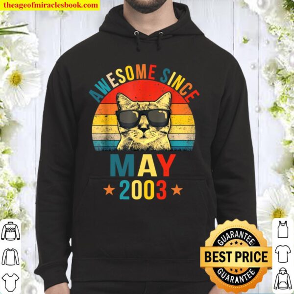 Awesome Since May 2003 18th Birthday Cat Hoodie