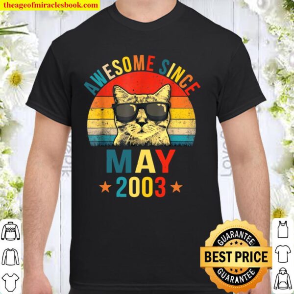 Awesome Since May 2003 18th Birthday Cat Shirt